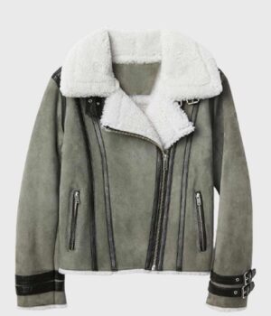 Men's Shearling Real Grey Leather Jacket