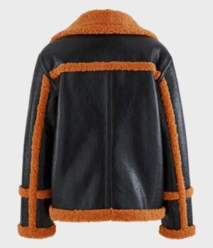 Men’s Brown Sheepskin Shearling Leather Black Jacket