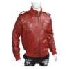 Mens The Red Bomber Leather Jacket