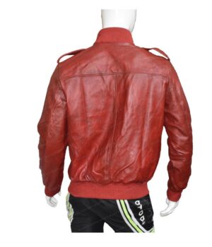 Mens The Red Bomber Leather Jacket Back