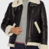 Women's Aviator Ivory Real Leather Jacket