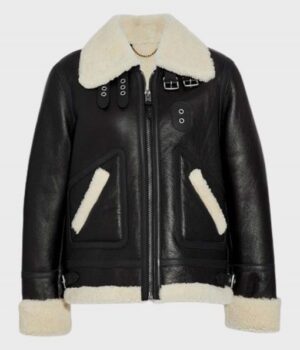 Women's Aviator Ivory Real Leather Jacket