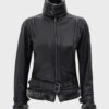 Black Shearling Womens Leather Jacket