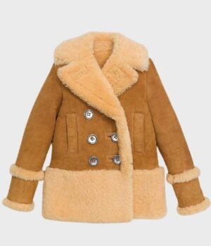 Women’s Brown Sheepskin Leather Pea Coat