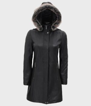 Fur Hooded Black Coat