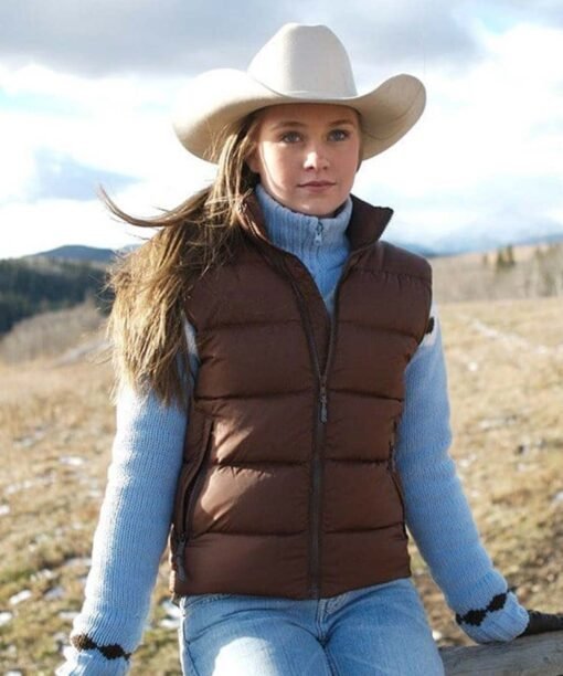 Amy Fleming Heartland Brown Puffer Vest