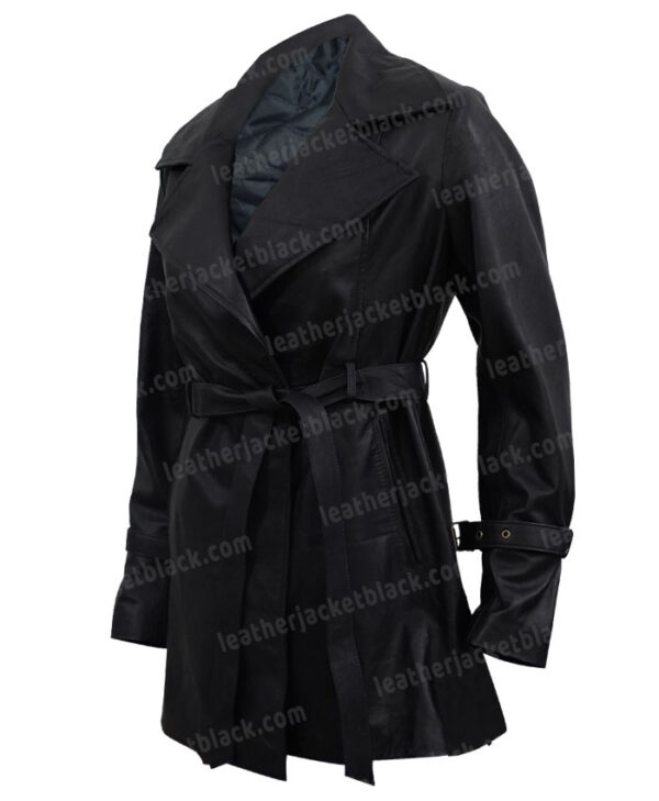 Second Act Jennifer Lopez Black Leather Coat Side
