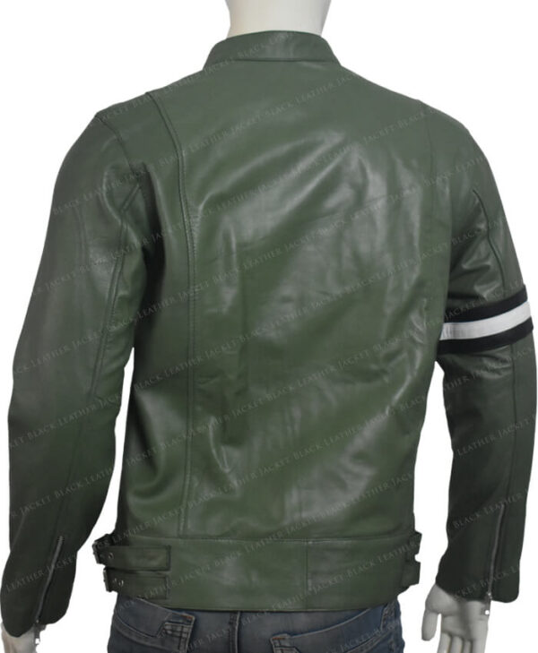 Dirk Gently Cafe Racer Green Leather Jacket Back