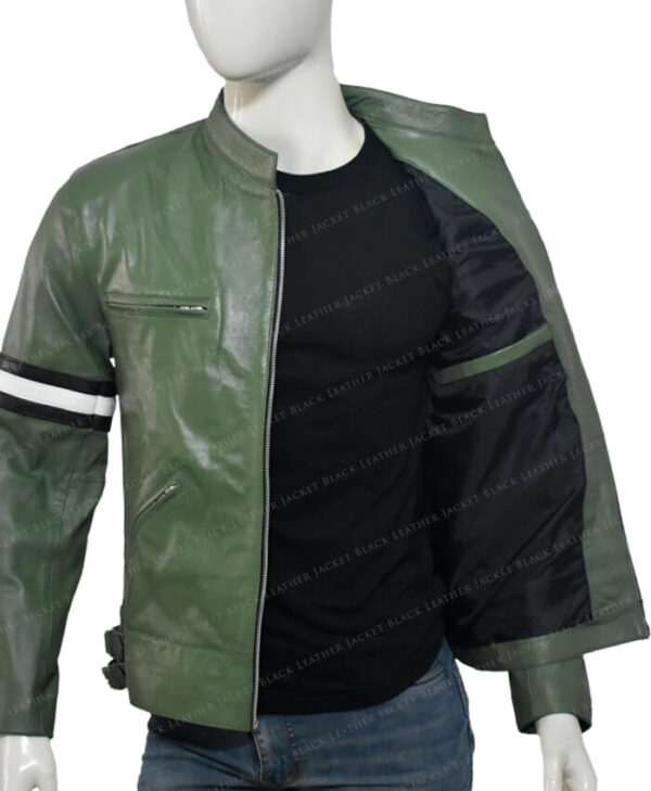 Dirk Gently Cafe Racer Green Leather Jacket Inner
