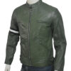Dirk Gently Cafe Racer Green Leather Jacket Right Side