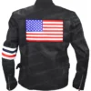 Captain America Easy Rider Black Leather Stripe Jacket Back