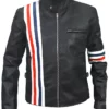 Captain America Easy Rider Black Leather Stripe Jacket Image