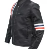 Captain America Easy Rider Black Leather Stripe Jacket Left