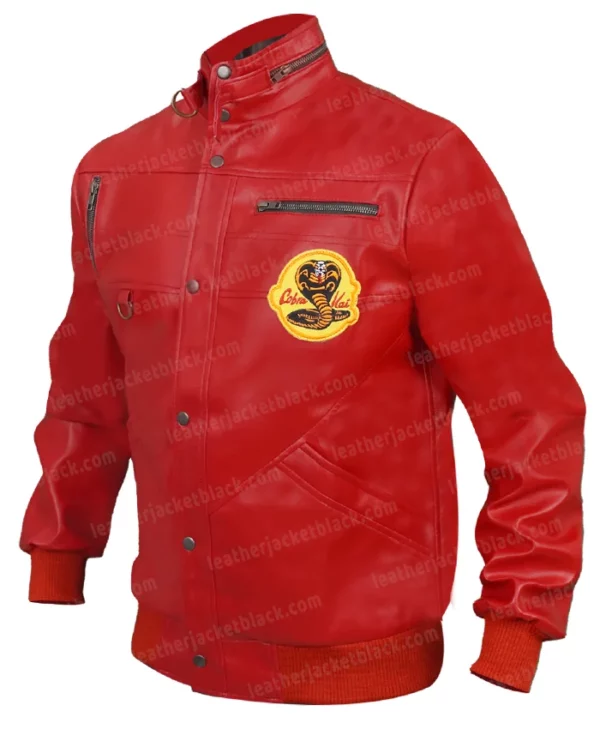 The Karate Kid Cobra Kai Red Leather Jacket Left