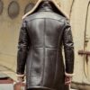Tom Hardy B-3 Shearling Farrier Brown Leather Long Coat Back