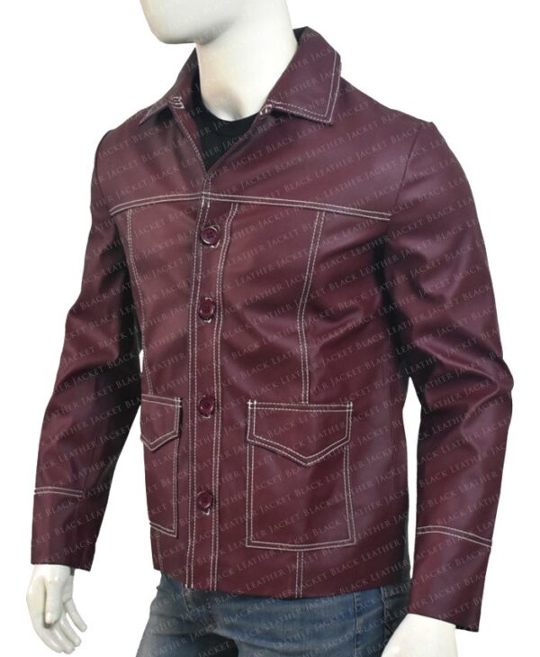 Tyler Durden Fight Club Brad Pitt Real Leather Jacket Front