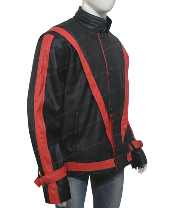 Michel Jackson Thriller Leather Black Jacket Side