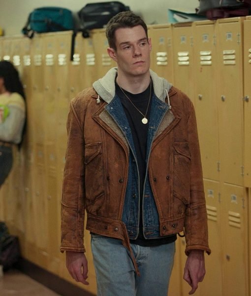 Sex Education Adam Groff Brown Real Leather Jacket