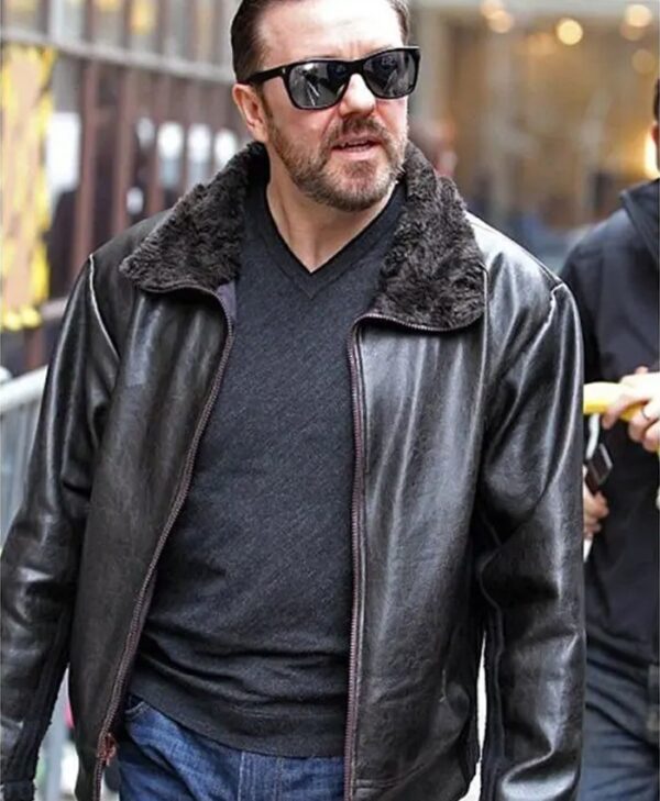 After Life Ricky Gervais Real Leather Jacket front