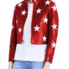 Independence Day Cropped Real Leather Jacket Style 2