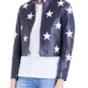 Independence Day Cropped Real Leather Jacket Style 4