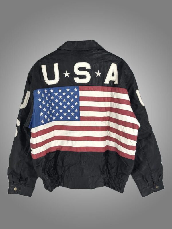 Independence Day Vintage USA Flag Black Jacket