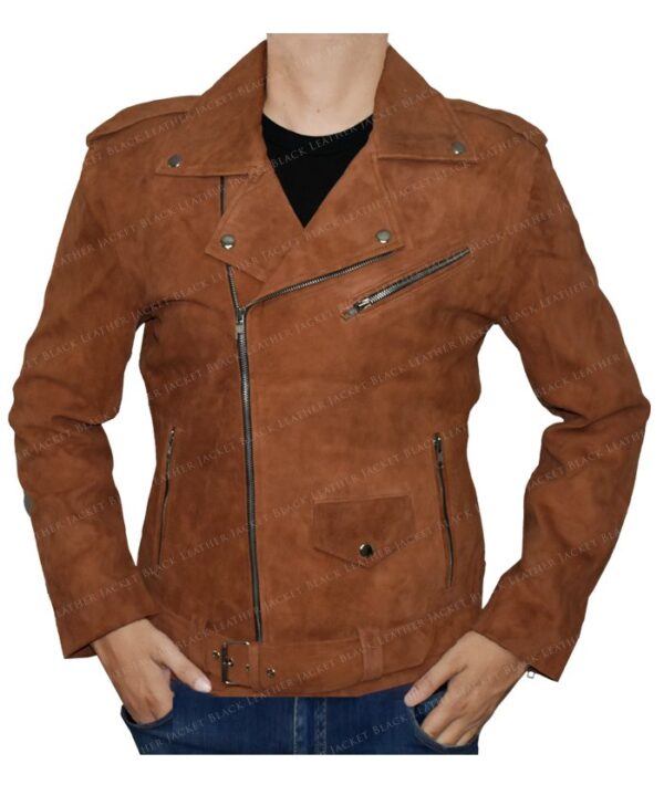 Men’s Tan Camel Brown Leather Biker Jacket