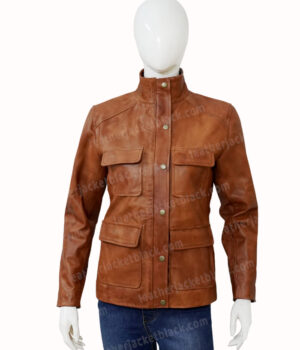Melinda Monroe Virgin River Season 2 Brown Leather Jacket Front