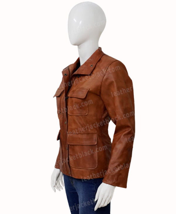 Melinda Monroe Virgin River Season 2 Brown Leather Jacket Side