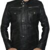 Men's Real Leather Black With Chest Pockets Biker Jacket
