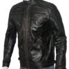 Men's Cafe Racer Real Vintage Leather Jacket Left