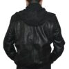 Men’s Ferndale Leather Bomber Hooded Jacket Back