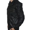 Men’s Ferndale Leather Bomber Hooded Jacket Left Side