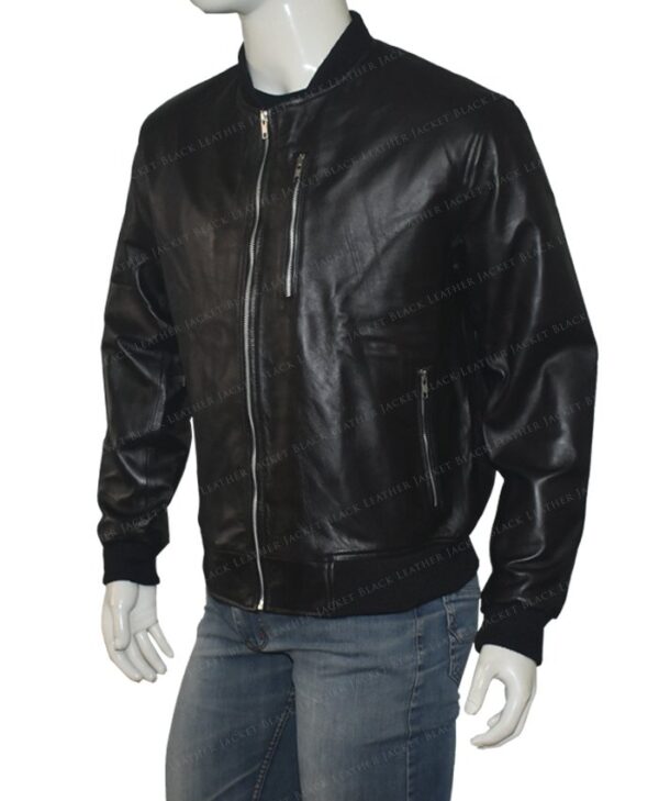 Spenser Confidential Black Real Leather Jacket Left Side
