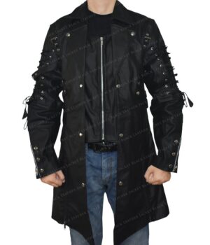 Steampunk Leather Shirt Style Collar Jacket Coat Main
