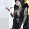 Cruella Emma Stone Black Fluffy Fur Coat