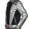 Quicksilver Black and Silver Leather Jacket Left
