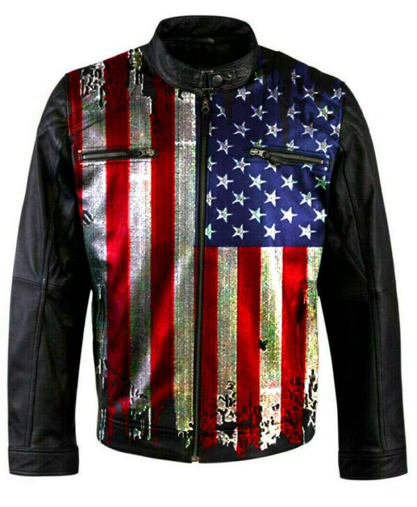 Vintage USA Flag Motorcycle Jacket