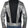 Quicksilver Black and Silver Leather Jacket Back