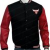 Chicago Bulls Red & Black Letterman Varsity Jacket Front