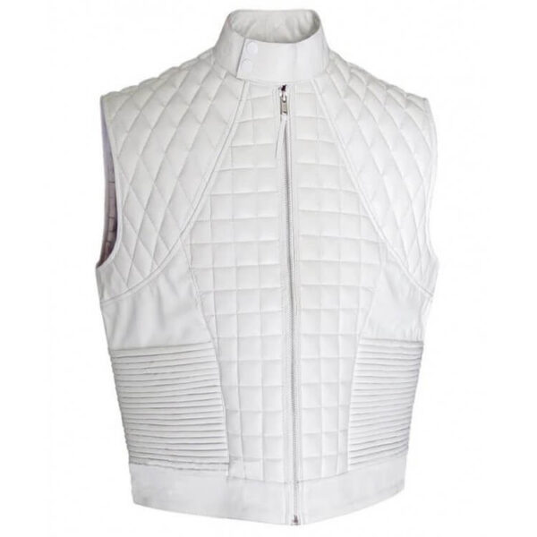 Justin Bieber White Quilted Leather Vest