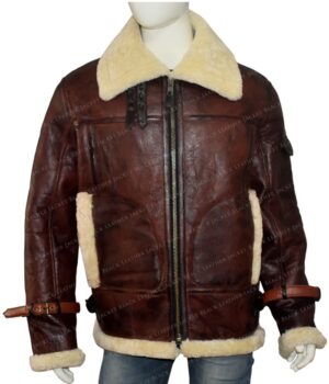 Mens Aviator RAF B3 Shearling Fur Brown Jacket