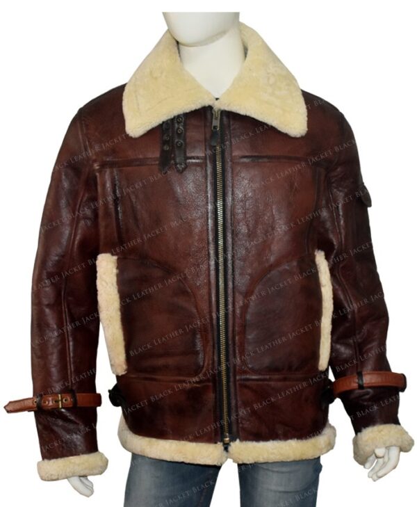 Mens Aviator RAF B3 Shearling Fur Brown Jacket