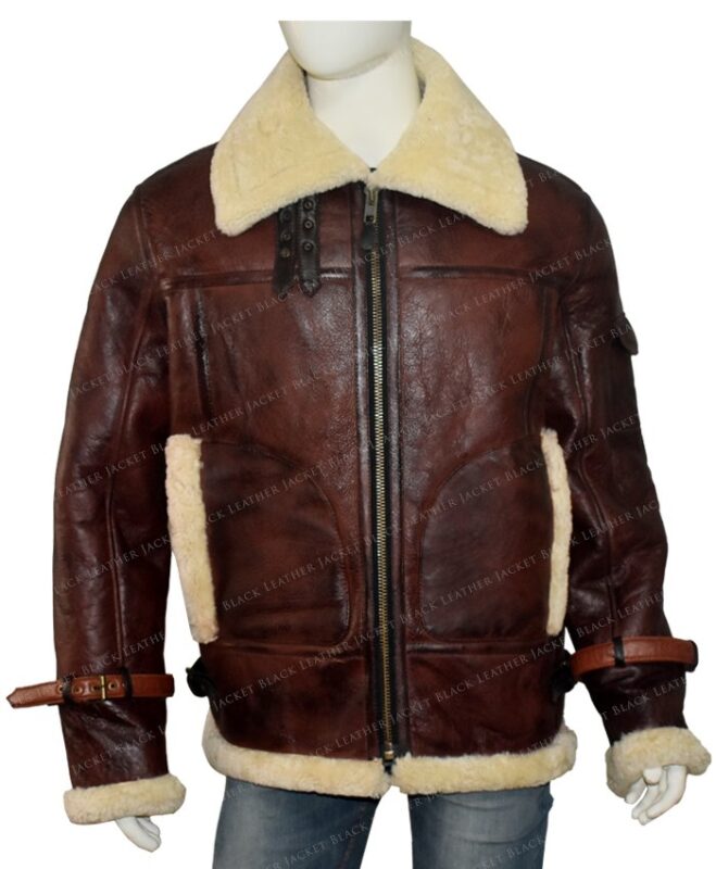 Mens Aviator RAF B3 Shearling Fur Brown Jacket | LJB
