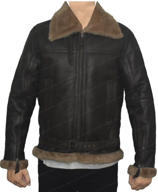 Men’s B3 Aviator Sheepskin Dark Brown Leather Jacket
