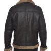 Men’s B3 Aviator Sheepskin Dark Brown Leather Jacket Back