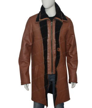 Mens RAF B3 Bomber Warm Duffle Brown Real Leather Coat