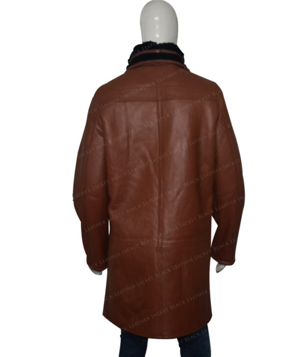 Mens RAF B3 Bomber Warm Duffle Brown Real Leather Coat Back