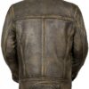 Mens Vintage Cafe Racer Motorcycle Distressed Leather Jacket Back