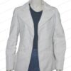 Women's White Wool Blend Blazer Coat Open Front